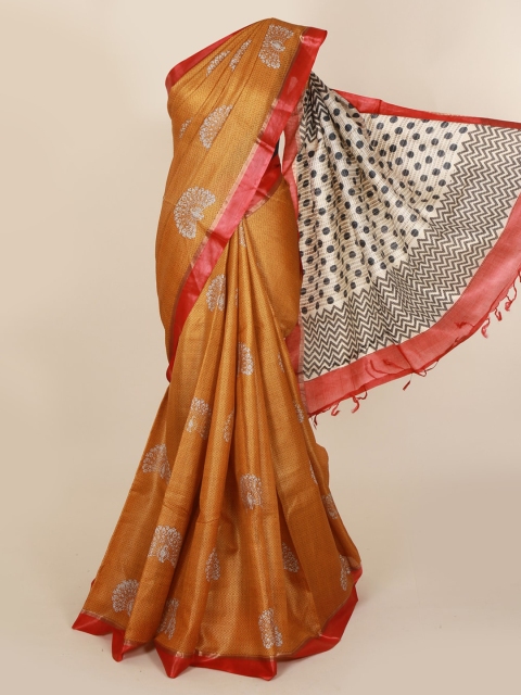 

Pothys Mustard Yellow Jute Silk Woven Design Tussar Saree