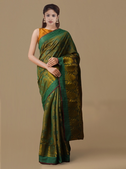 

Unnati Silks Green Silk Cotton Woven Design Uppada Saree