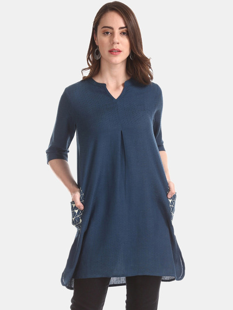 

Bronz Women Navy Blue Solid Tunic