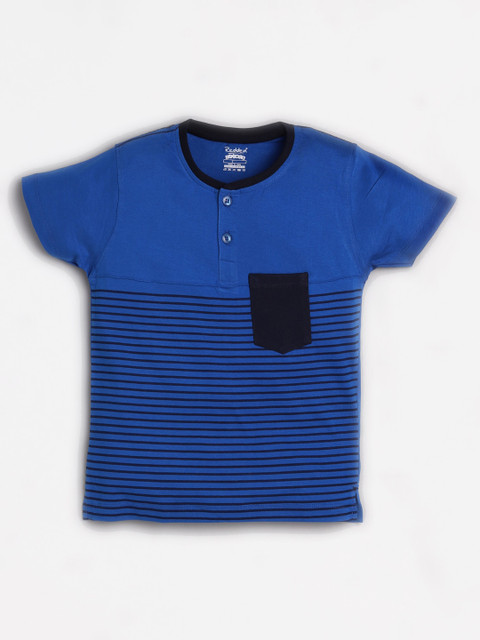 

Redden Boys Blue Striped Henley Neck T-shirt