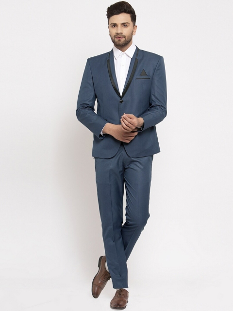 

KLOTTHE Men Blue Solid Slim-Fit Tuxedo Party Suit