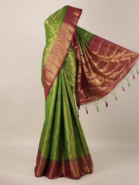 

Pothys Green Woven Design Jute Silk Saree