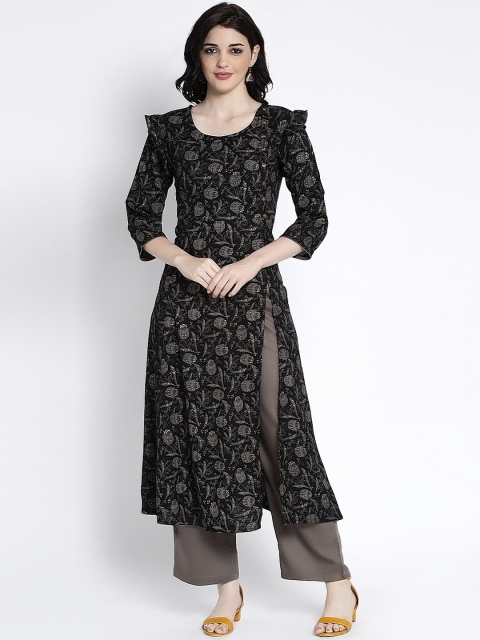 

ANAISA Women Black Woven Design Kurta with Palazzos