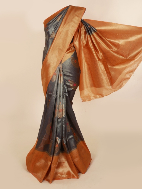 

Pothys Grey & Orange Coloured Printed Saree