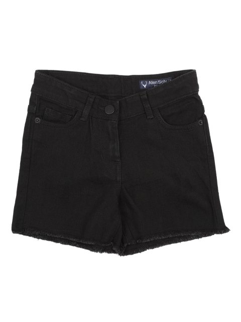 

Allen Solly Junior Girls Black Solid Regular Fit Denim Shorts