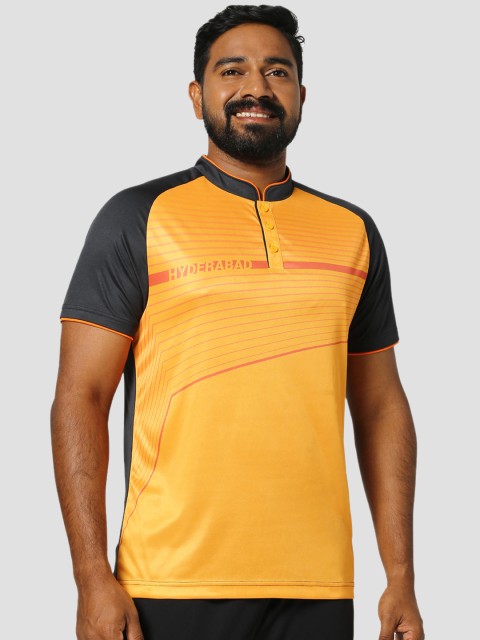 

FLX By Decathlon Men Yellow Striped Hyderabad Sports Jersey