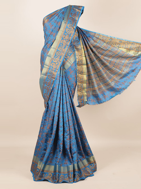 

Pothys Blue Woven Design Jute Silk Saree