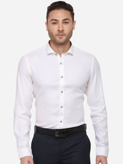 

JB STUDIO Men White Slim Fit Solid Casual Shirt