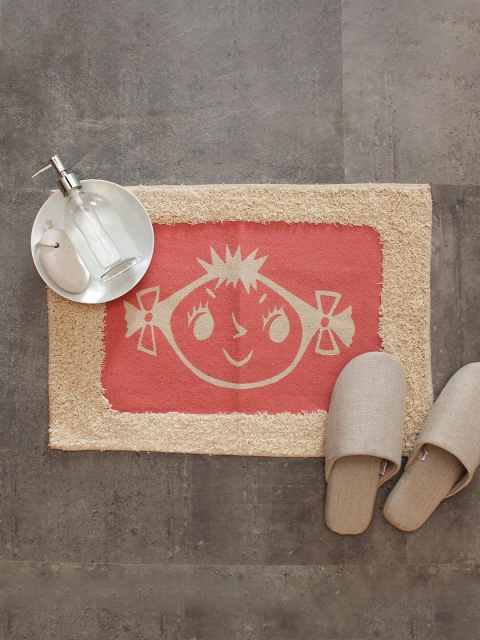 

House This Pink & Beige Girl Print Rectangular 110 GSM Cotton Bath Rug