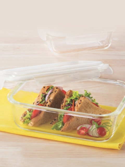 

BOROSIL Set Of 2 Transparent Glass Storage Containers With Lid