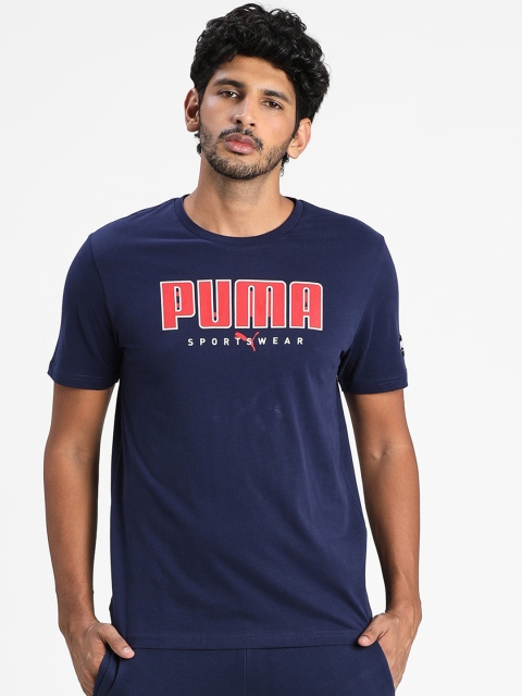 

Puma Men Navy Blue Printed Round Neck T-shirt