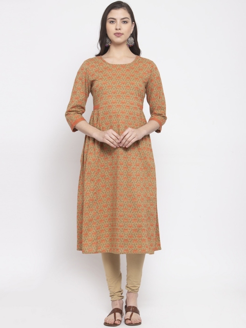 

The Kurta Express Women Green Embroidered A-Line Kurta