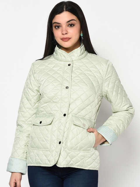 

METTLE Women Green Solid Quilted Jacket