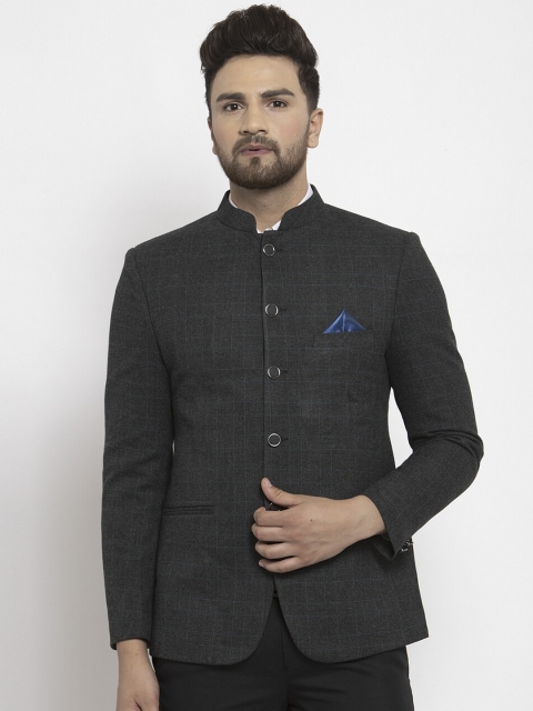 

NEUDIS Men Green Solid Single-Breasted Formal Bandhgala Blazer