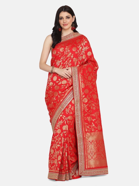 

BOMBAY SELECTIONS Red Woven Design Banarasi Saree