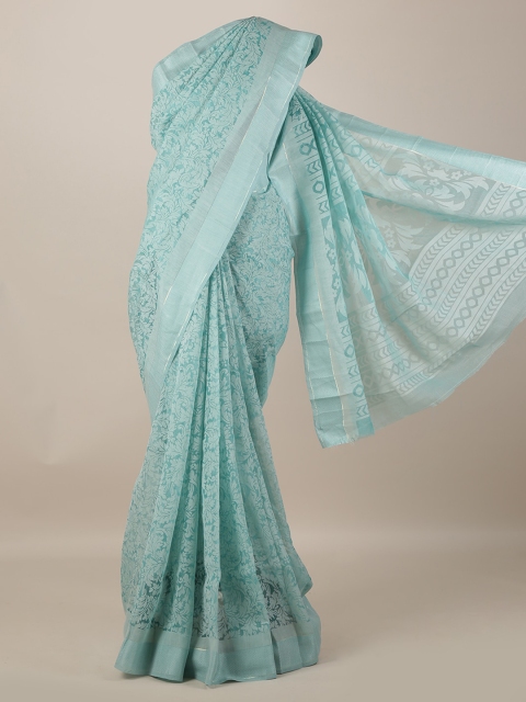 

Pothys Turquoise Blue Woven Design Jute Silk Saree