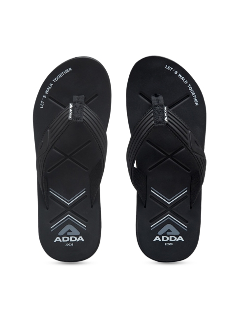 

Adda Men Black Self Design Thong Flip-Flops