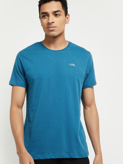 

max Men Blue Solid Lounge T-Shirt