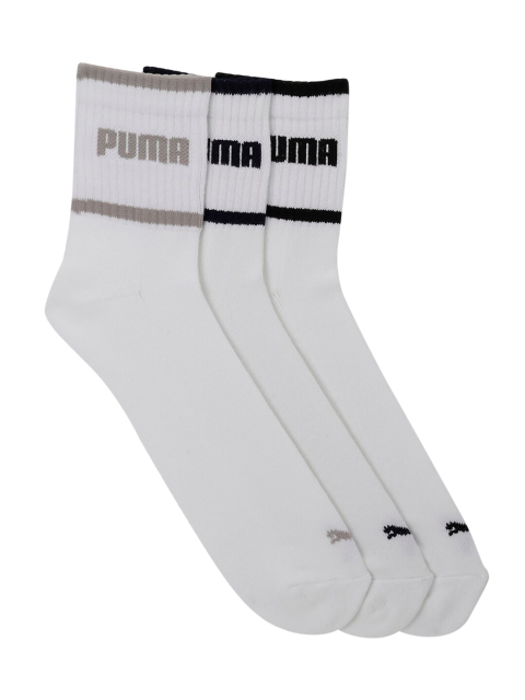 

Puma Unisex Pack of 3 White Solid Ankle-Length Socks