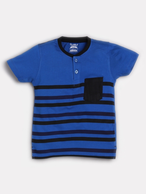 

Redden Boys Blue Striped Henley Neck T-shirt