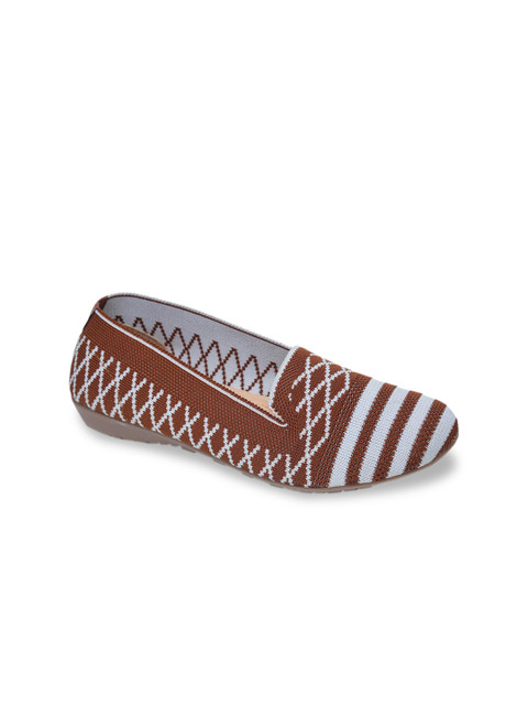 

TRASE Women Brown Woven Design Ballerinas