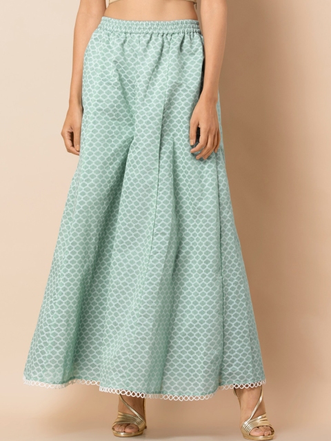 

INDYA Women Green Printed Wide Leg Palazzos