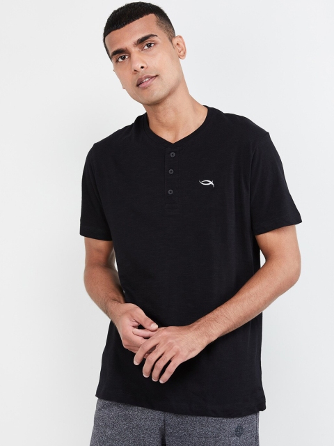 max Men Black Solid Lounge T-shirt
