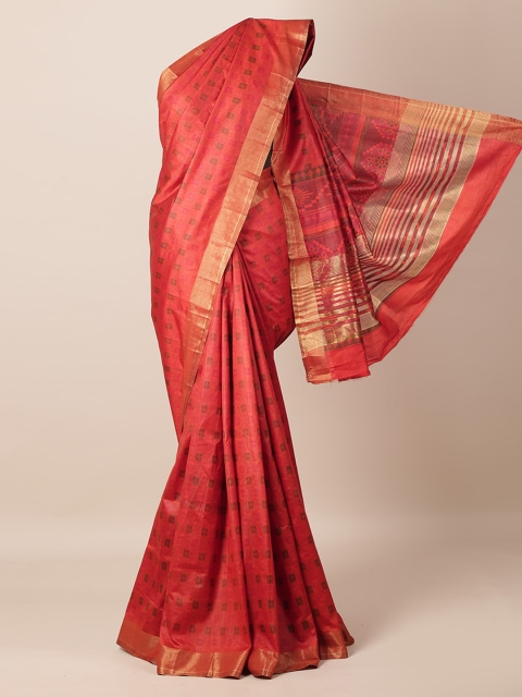 

Pothys Rust Printed Jute Silk Saree