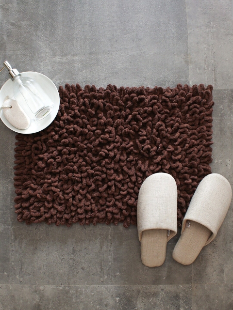 

House This Brown Shaggy Rectangular 110 GSM Cotton Bath Rug