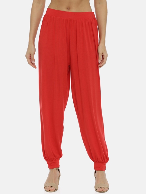 

Bitz Women Red Solid Light-Weight Wrinkle-Free Harem Pants