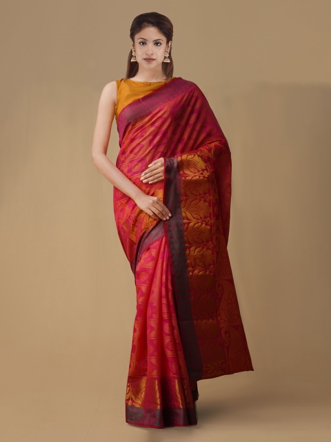 

Unnati Silks Pink Silk Cotton Woven Design Uppada Saree