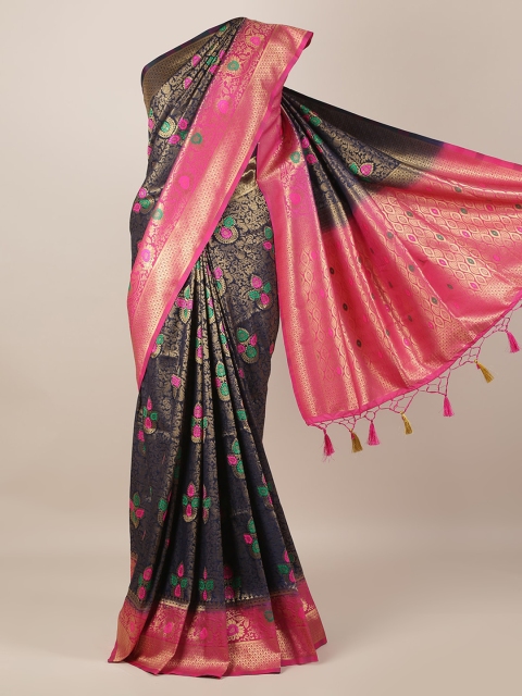 

Pothys Navy Blue & Red Jute Silk Woven Design Saree