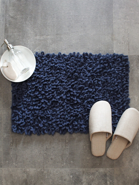 

House This Blue Shaggy Rectangular 110 GSM Cotton Bath Rug