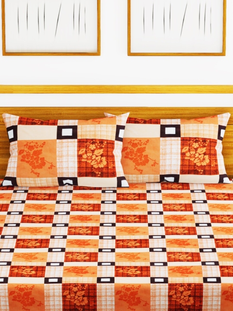 

BIANCA Rust Abstract 152 TC Polyester 1 Extra Large Bedsheet with 2 Pillow Covers