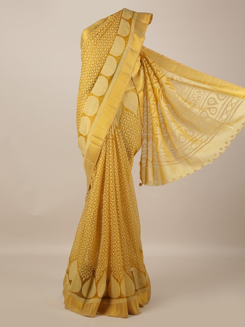 

Pothys Mustard Woven Design Jute Silk Saree