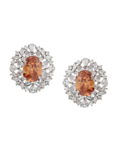 

Estele White & Silver-Plated Contemporary Studs
