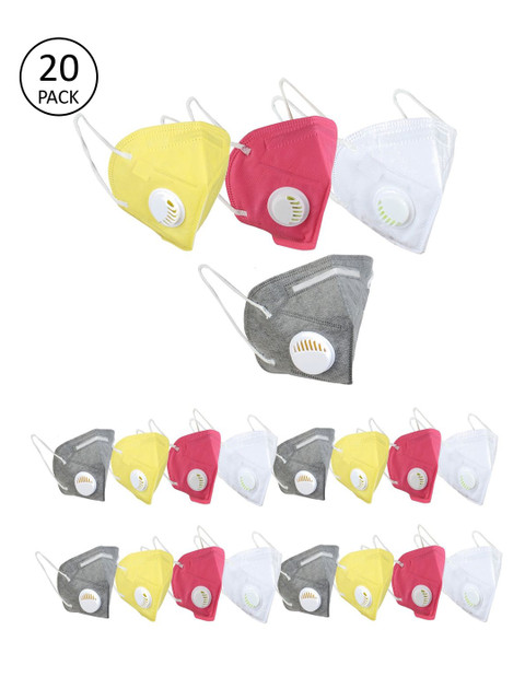 

OOMPH Pack of 20 Solid 5-Ply Anti-Pollution Reusable N95 Masks, White