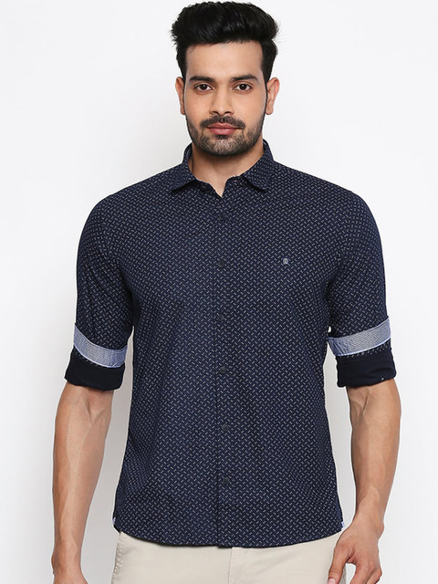 

Integriti Men Navy Blue Slim Fit Printed Casual Shirt