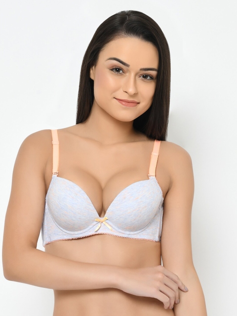 

Cosmo Lady Purple & Orange Printed Underwired Heavily Padded Push-Up Bra 065925Purple34B