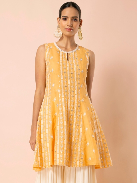 

INDYA Yellow Embroidered Anarkali Tunic