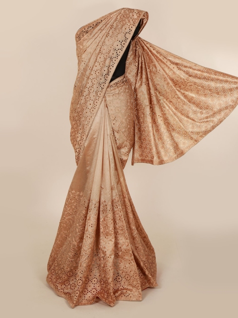 

Pothys Beige Woven Design Jute Silk Schiffli Saree