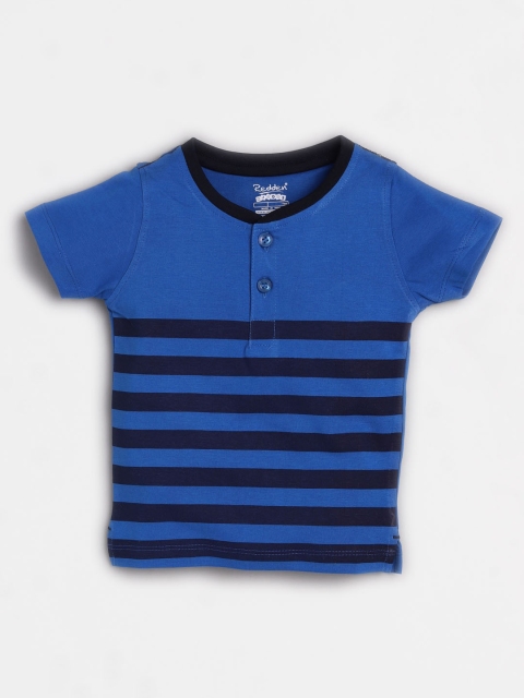 

Redden Boys Blue Striped Henley Neck T-shirt