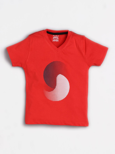 

Redden Boys Red Printed V-Neck T-shirt
