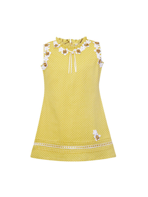 

Daffodils GIRLS WEAR Girls Yellow & White Printed A-Line Dress