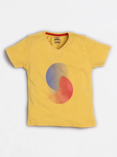 

Redden Boys Yellow Printed V-Neck T-shirt