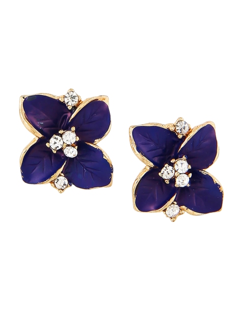 

Foxy Sperks Blue & Gold-Toned Floral Studs