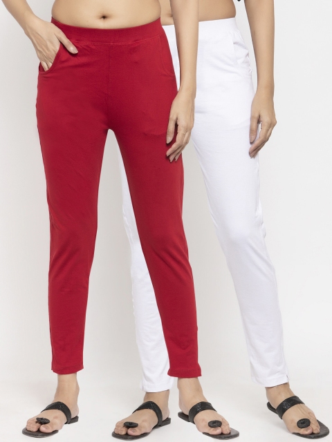 

NEUDIS Women Pack Of 2 Solid Ankle-Length Leggings, White