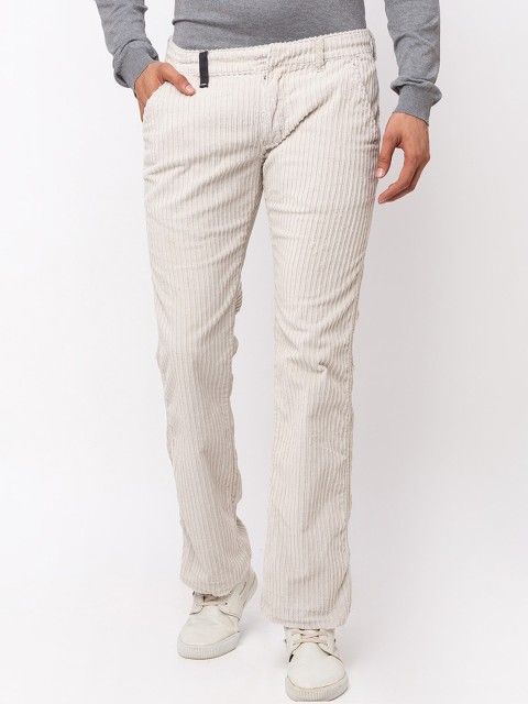 

mode de base Men Off-White Slim Fit Self Design Regular Trousers