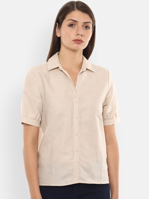 

Van Heusen Woman Women Beige Solid Shirt Style Top