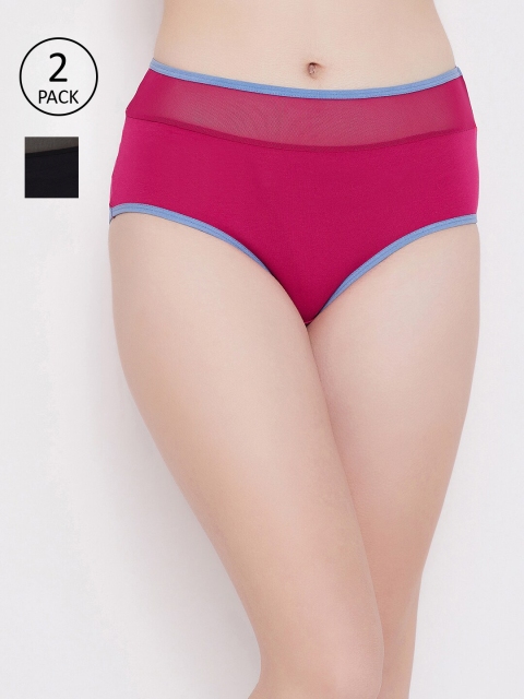 

Clovia Women Pack Of 2 Assorted Solid Hipster Briefs-COMPNC806M